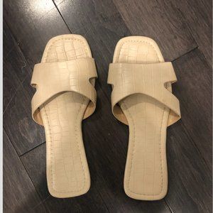 Crocodile Embossed Leather Sandal